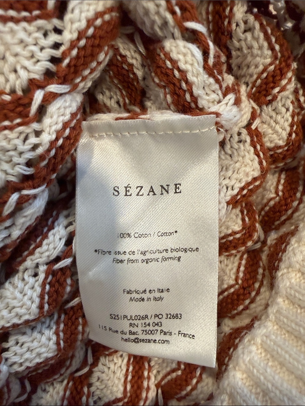 Sézane 100% Organic Cotton Knit Henley Top Size Small Made in Italy - Picture 4 of 4